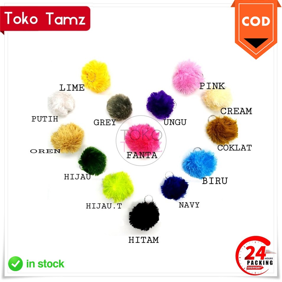 COD Makassar Ready Gantungan Kunci PomPom Pom Shopee tokotamz Online Shop Makassar Dagang Toko Tamz