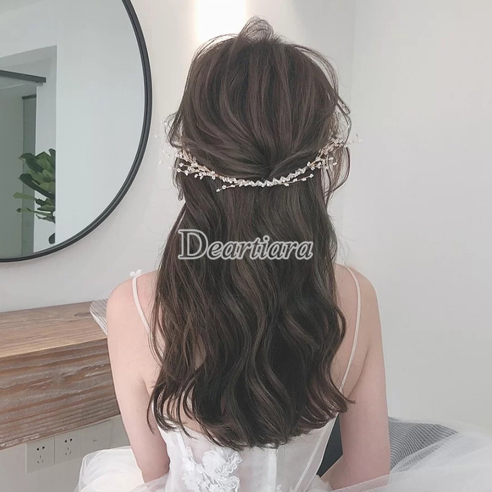 Bride Wedding Flower Headdress Handmade Sweet Beaded Headband Simple Pearl Headband Wedding Dress Accessories Hair Accessories