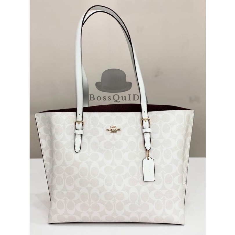 Coach Mollie Tote In Signature Canvas Gracier White