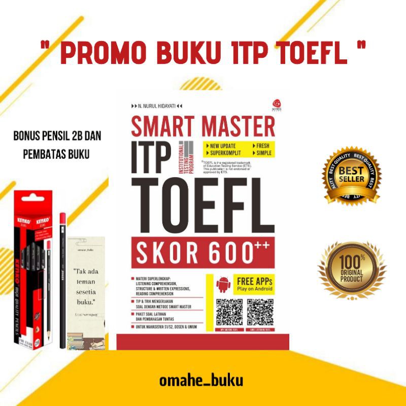 BUKU TOEFL | SMART MASTER ITP TOEFL SKOR 600++