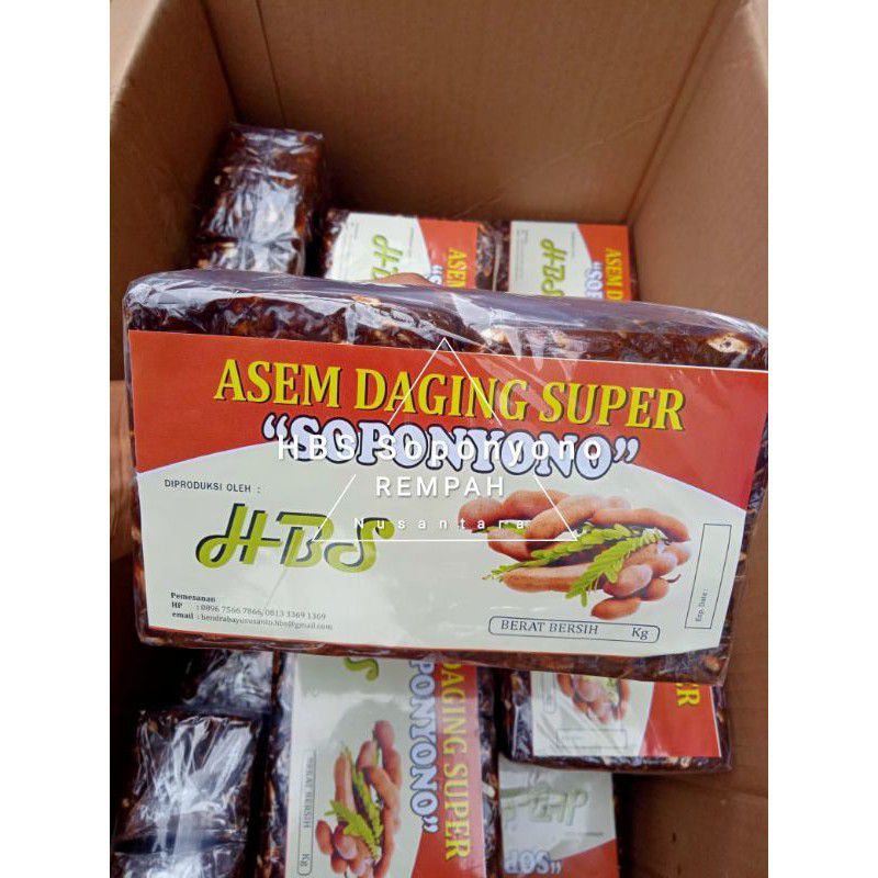 

Asam jawa 1Kg TANPA biji SUPER (premium) 1 pack isi 4 @250gr / Asem jawa daging Super HBS Soponyono