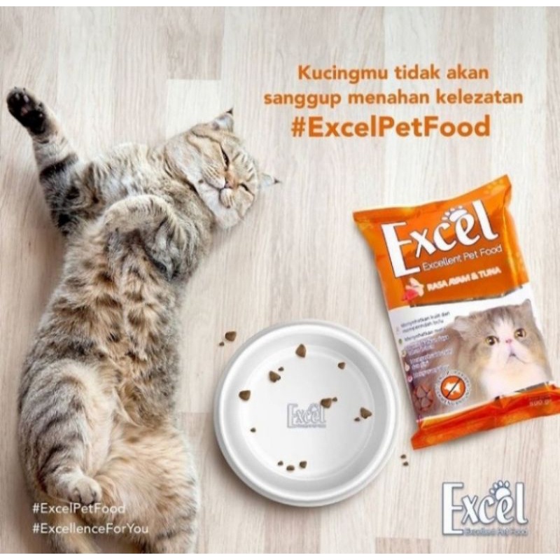 excel Tuna dan ayam kibel segitida 500gr / makanan kucing Excel segitiga