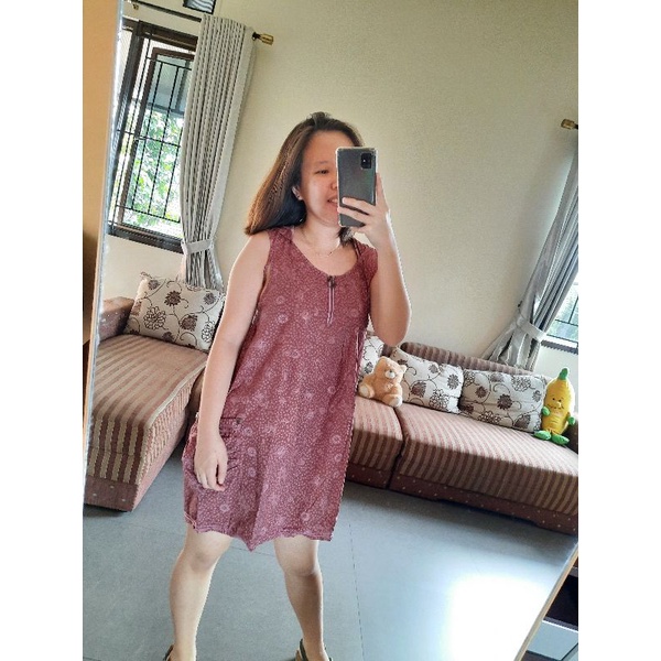 Casual Mini Loose Dress Wanita Red Maroon Merah Plonco