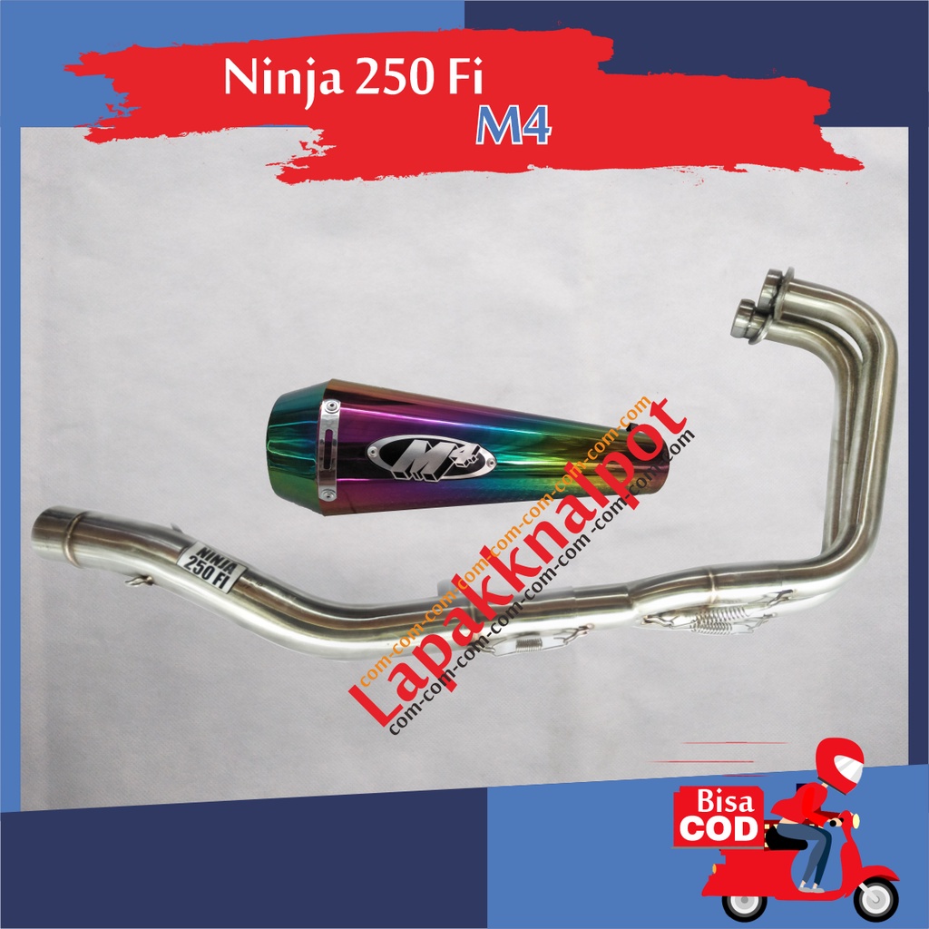 Knalpot Racing M4 Rainbow Full System Kawasaki Ninja 250 Karbu / Fi  Header Bahan Full Stainles Grat