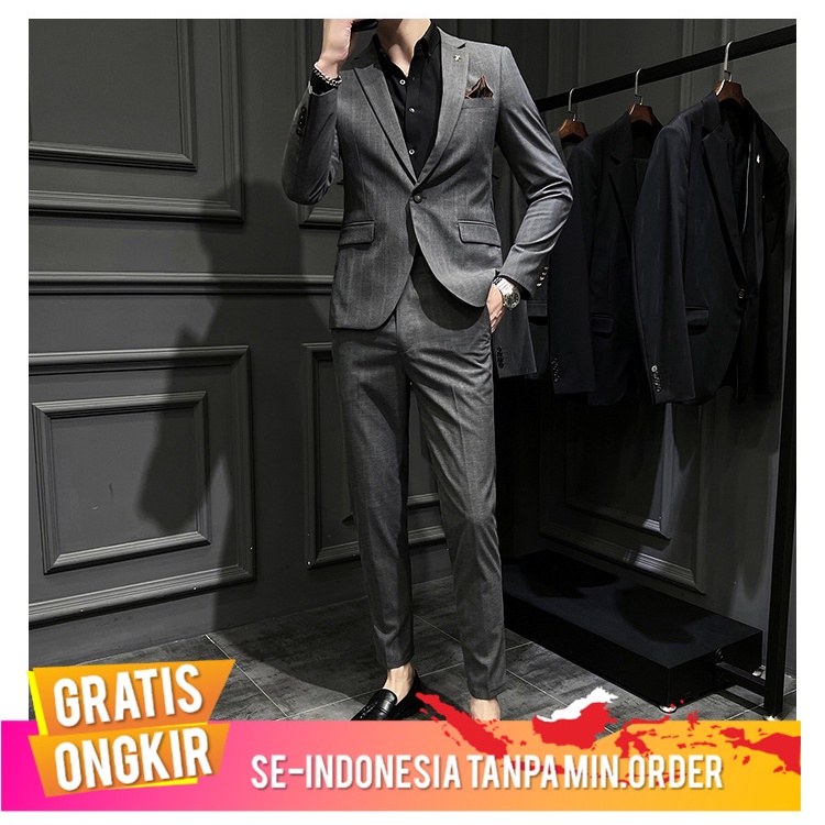 Jas Pria Pria  Set Korea Slim Fit Jas Dua Potong Indah Tren Pria Bisnis Suit Terbaik jas Pria Hist