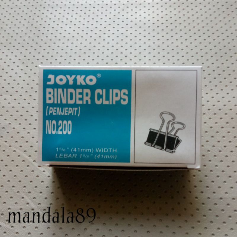 

Binder clip no.200 merk Joyko @12 pcs