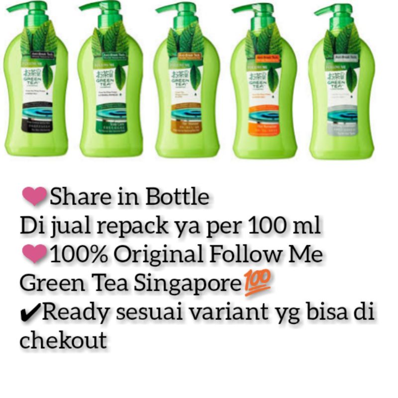 Jual Follow Me Green Tea Shampoo Repack 100ml Share In Bottle Greentea