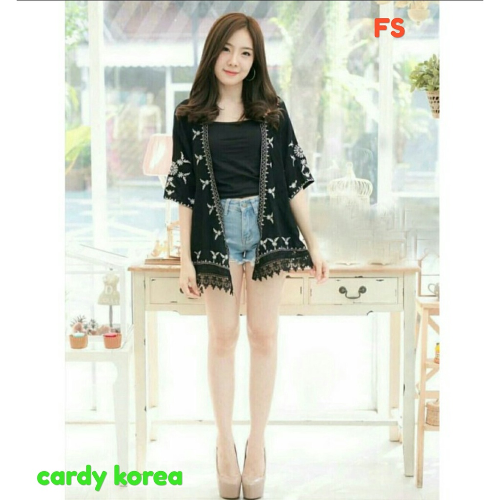 caedi/cardigan/outer/rompi/outwear/cardi renda/cardi print/cardi hitam