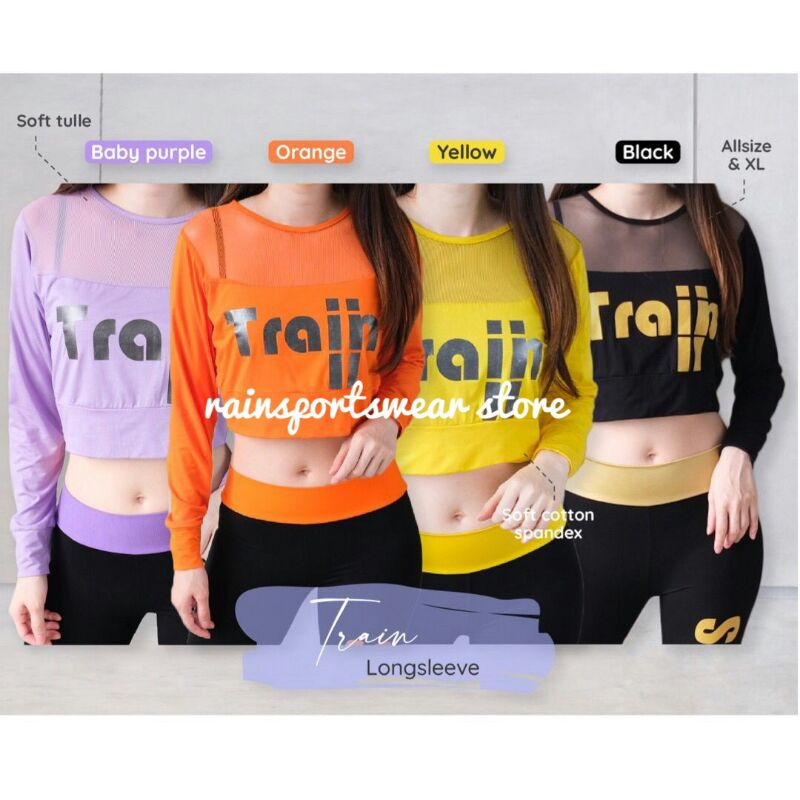 RAINSPORTSWEAR- TRAIN LONGSLEEVE - BAJU OLAHRAGA WANITA - SENAM AEROBIC ZUMBA YOGA FITNESS BELLYDANC