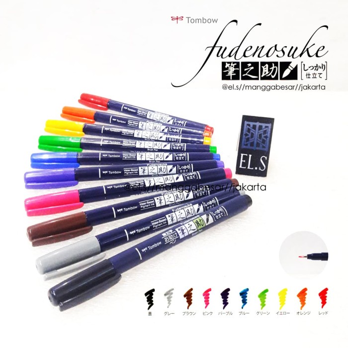 

kaligrafi-perlengkapan- tombow fudenosuke brush pen hard color - cokelat -perlengkapan-kaligrafi.
