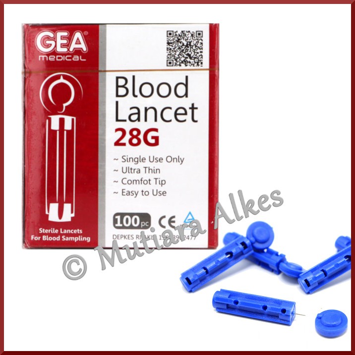 (MUTIARA ALKES) Blood Lancet Jarum Ambil Darah Jarum Lancet 28G isi 100