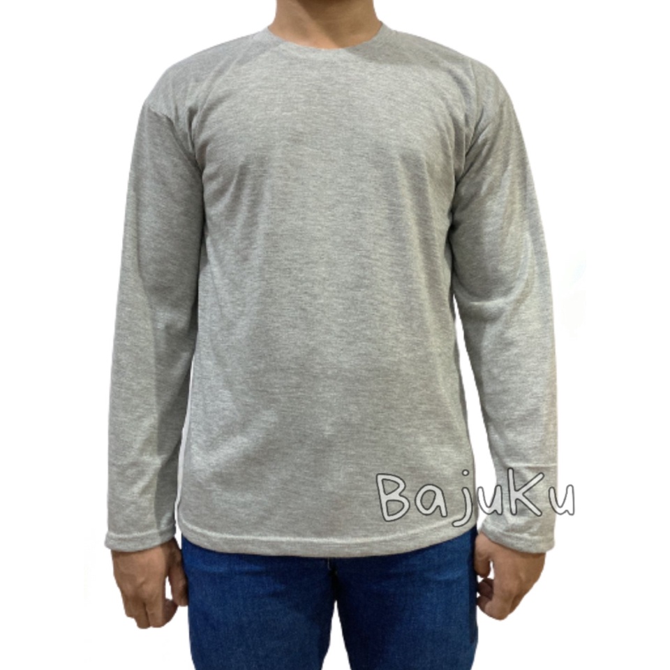 Kaos Tangan PANJANG / Baju Tangan PANJANG Polos / Kaos Polos Unisex / Kaos Abu Misty