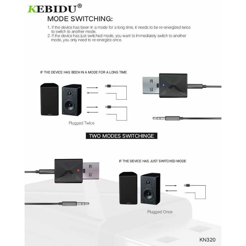 Bluetooth 5.0 USB Dongle Adapter Receiver Audio blutut V5.0