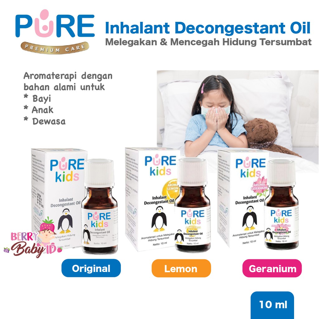 Pure Kids Inhalant Decongestant Oil Aromaterapi Melegakan Hidung Tersumbat Pilek &amp; Flu Berry Mart