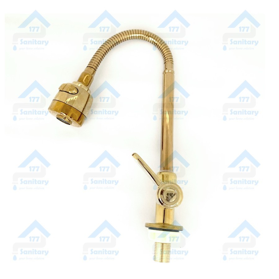 Kran Angsa Fleksibel Tanam Gold G13- Keran Air Dapur  flexible sink Engkol antik emas Minimalis R10