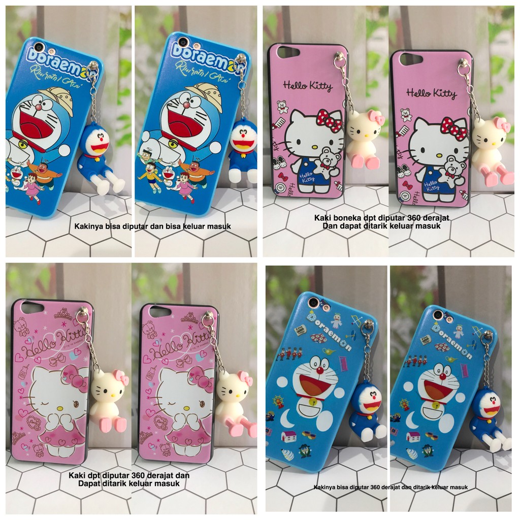 soft case boneka 3D oppo a39 a57 pooh doraemon hellokitty brown line