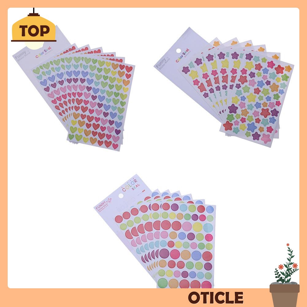 6Pcs Set Stiker Bentuk Hati Bintang Warna Warni untuk 6Pcs Set Stiker Bentuk Hati Bintang Warna Warni untuk