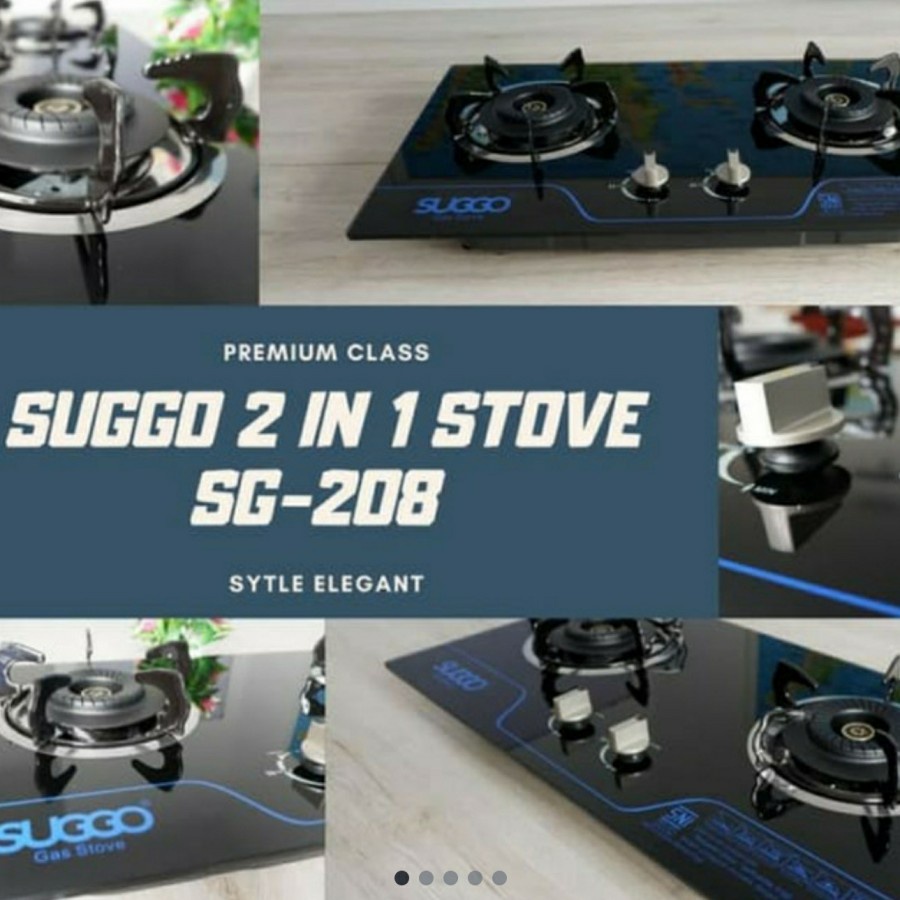 Suggo Kompor Gas Tanam Kaca 2 Tungku SG-208 - SUGGO SG-208 ORIGINAL