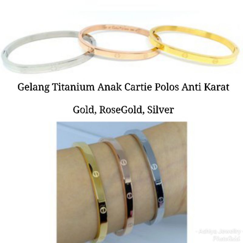 Gelang Titanium Anak Polos & Mata Emboss Cap 750 Import Premium Anti Karat DM5.0 GL18