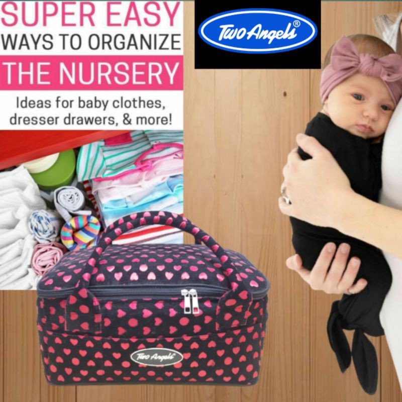 CADDY COOLER  BAG TWO ANGELS / ORGANIZER BABY BAG  UKURAN.JUMBO   bonus pouch kosmetik / TAS PERLENGKAPAN BAY / BABY ORGANIZER BAG