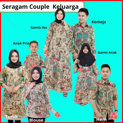 Merak Tosca Abadi Batik Couple Batik Keluarga Best Seller Hem Kemeja Gamis Tunik Atasan Anak 010