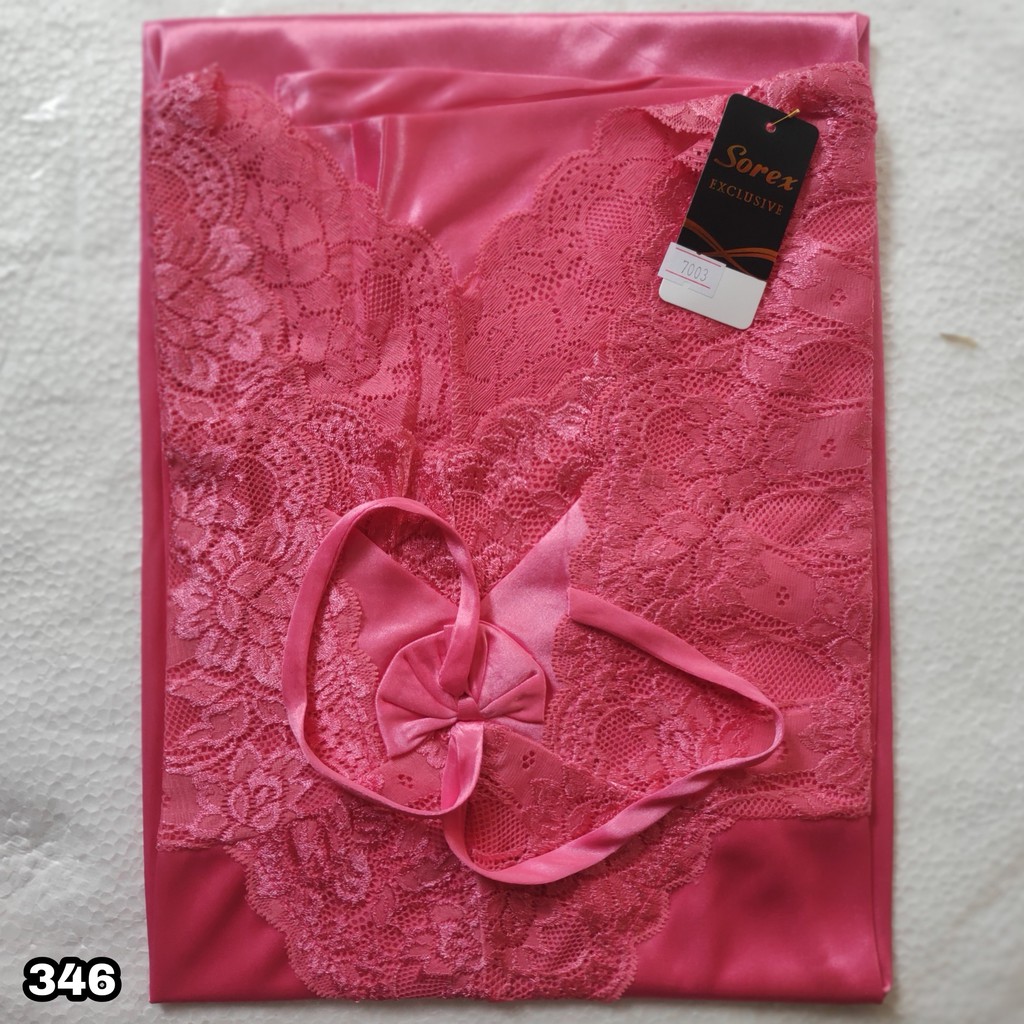 K346 - BAJU TIDUR LINGERIE SOREX  PREMIUM SATIN LOOK RENDA CANTIK  BT 7003