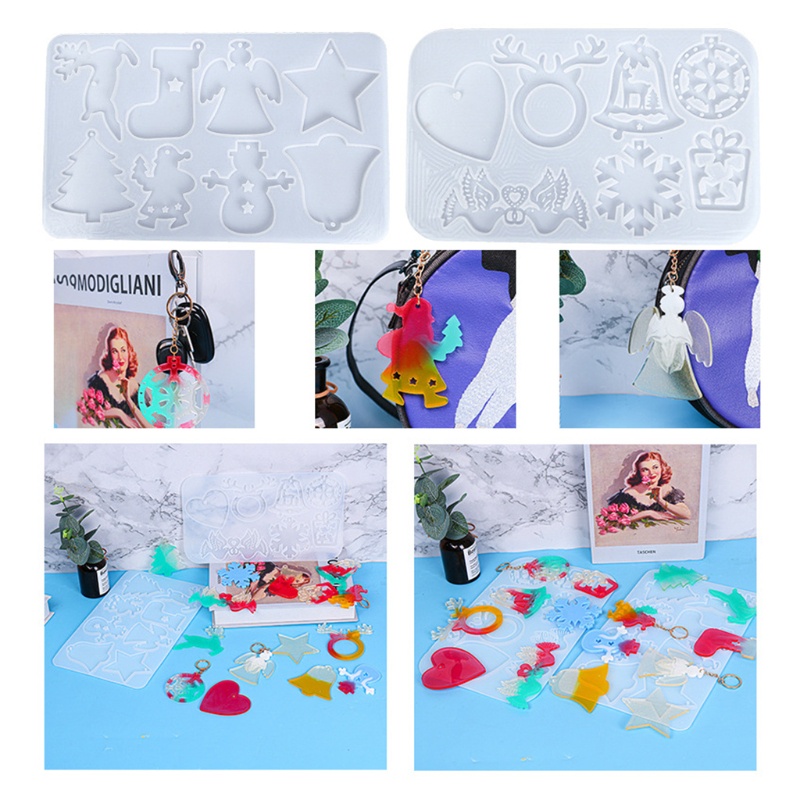Siy Cetakan Resin Epoksi Bentuk Gantungan Kunci Tema Natal Bahan Silikon Untuk Dekorasi Pesta