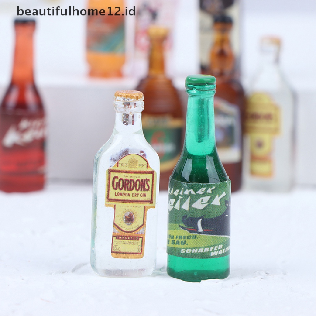 【beautifulhome12.id】 10Pcs 1:12 Dollhouse Miniature Drinks Wine Model Doll Kitchen Food Accessories .