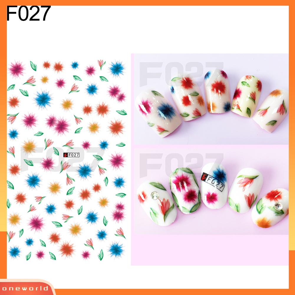 (ONWO) 1 Lembar Stiker Nail Art DIY Motif Bunga / Kupu-Kupu