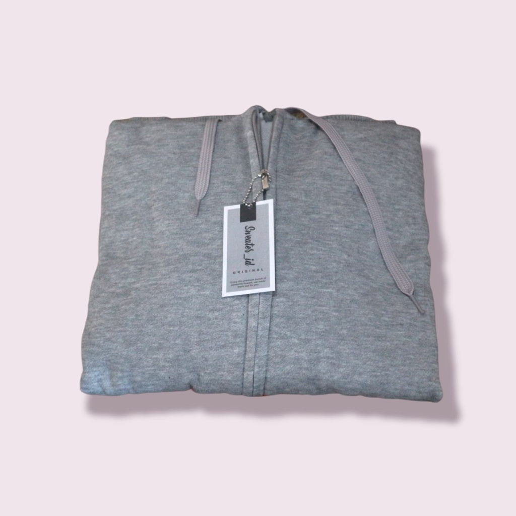 SWEATER_ID Hoodie Zipper Abumuda / Abu Misty Polos Unisex Fleece Tebal