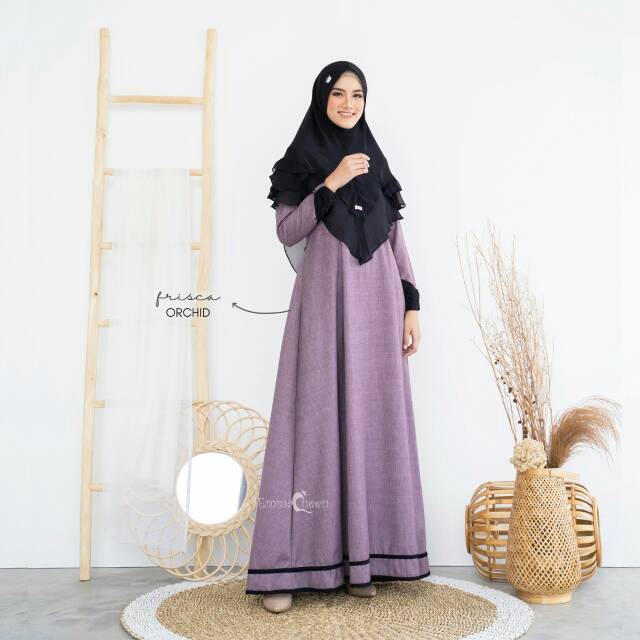 FRISCA DRESS ORCHID S SET  || Gamis Set Khimar Original By Emmaqueen