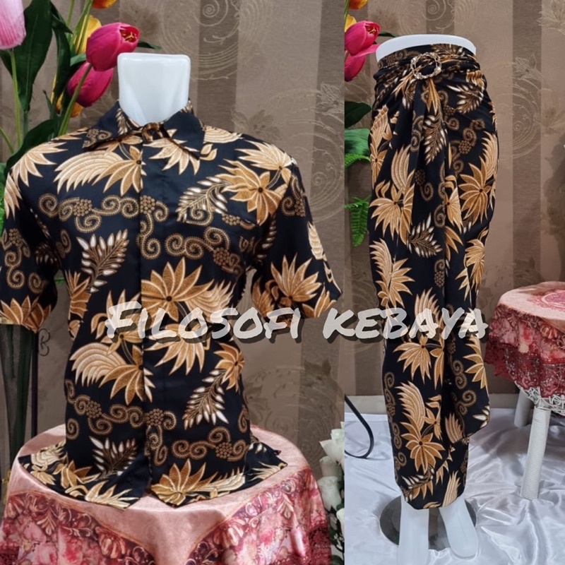 BATIK SET / BATIK COUPLE / BAJU BATIK COUPLE LENGAN PENDEK / ROK LILIT BATIK COUPLE / BATIK LENGAN P