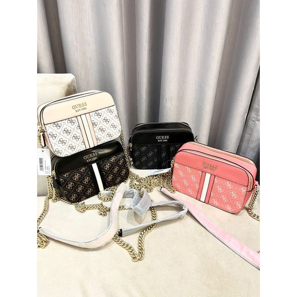 Guess Logo Print Noelle Kasinta Camera Crossbody Bag Original / Tas Guess Original / Guess Bag Origi