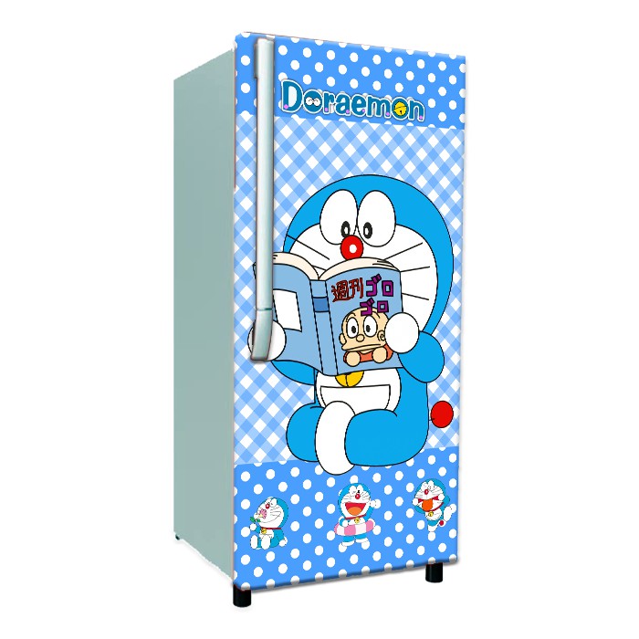 Stiker Kulkas 1 Pintu Motif Doraemon Baca Buku