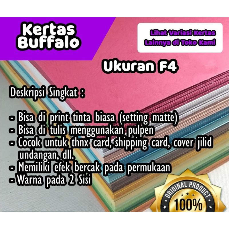 

Kertas Karton Buffalo F4 200 Gram / Buffalo / Karton Tekstur High Quality 200 Gsm [ISI 10 LEMBAR]