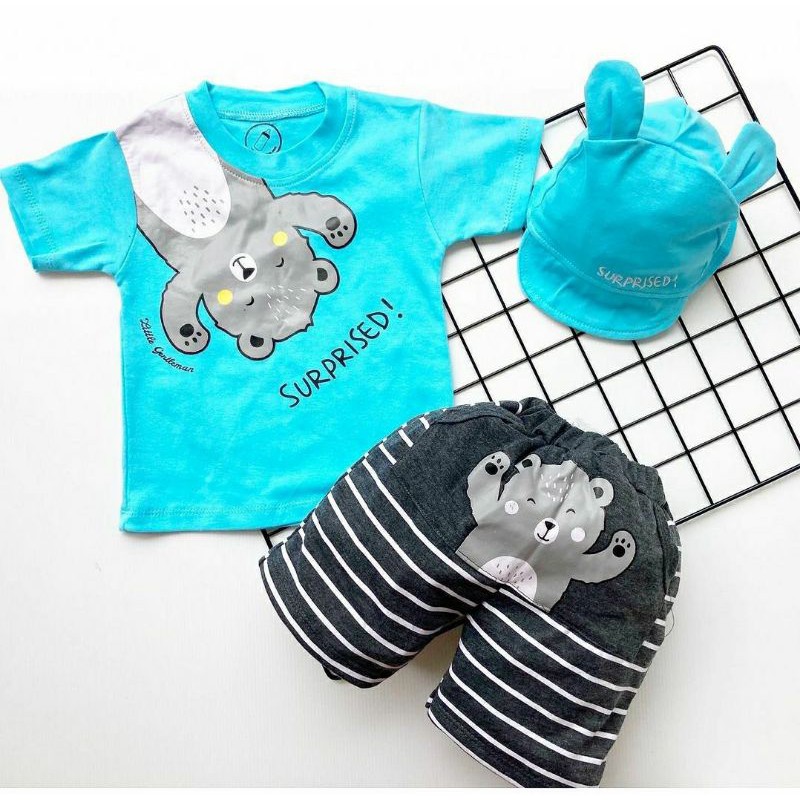 Baju setelan kaos celana kekinian fashion anak bayi cowok laki baby boy murah -sur