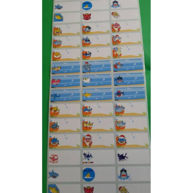 

BABY SHARK Stiker label nama waterproof anti air murah