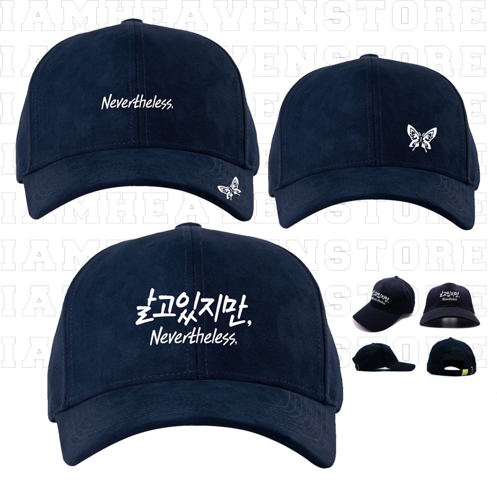 Topi Baseballcap Nevertheless Korea Songkang Yu nabi Butterfly kupu kupu Tato Baseball cap Navy Biru