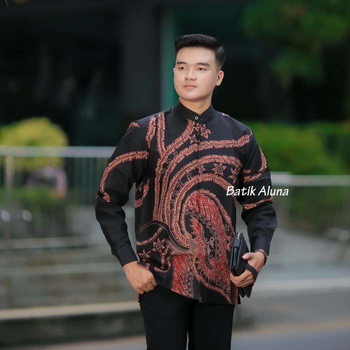 Kemeja Koko Batik Pria Lengan Panjang Modern Terbaru Bahan Katun Premium Full Furing Asli FASHION MUSLIM BATIK ALUNA