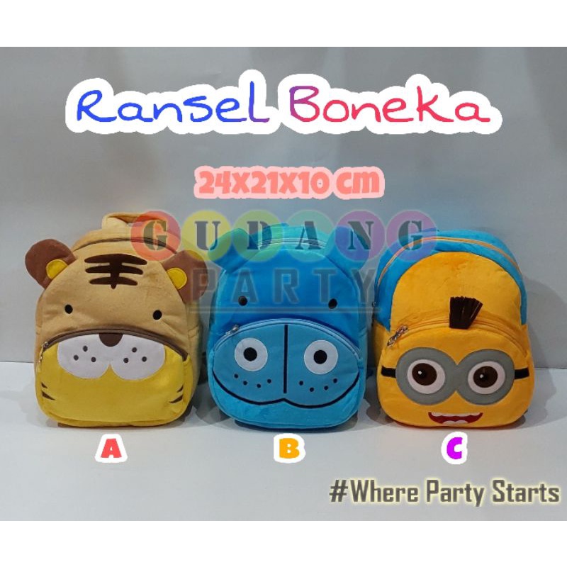Ransel Animal/Ransel Boneka/Ransel Bulu/Tas Anak/Backpack/Tas Karakter