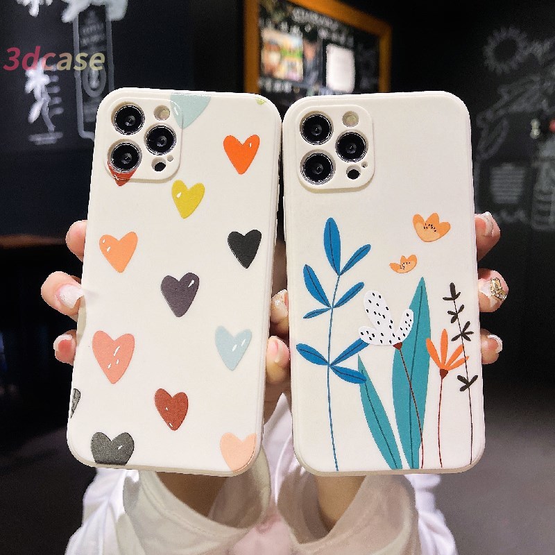 Soft Case VIVO Y12i Y21 2021 Y12 Y20 Y20S Y53 Y51 Y31 2021 Y12A Y20A Y20G Y30G Y12G Y21S Y30 Y51S Y53S Y91C Y91 Y12S Y17 Y93 Y50 Y72 Y52 Y51A Y30i Y33S Y11S Y15 Y95 Y11 Y20i Y90 Y91i A16 A15 A54 Romantic Heart Flower Matte Protective Casing Cover