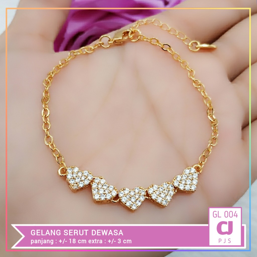 Gelang xuping gelang dewasa rantai love lapis emas gold GL 004