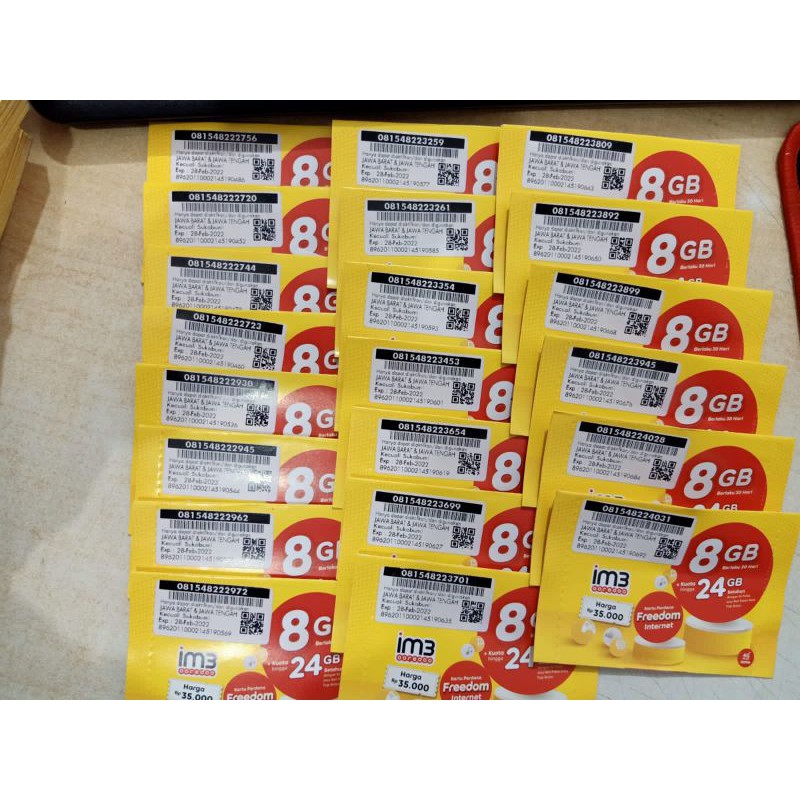 Perdana Indosat 8gb+24gb