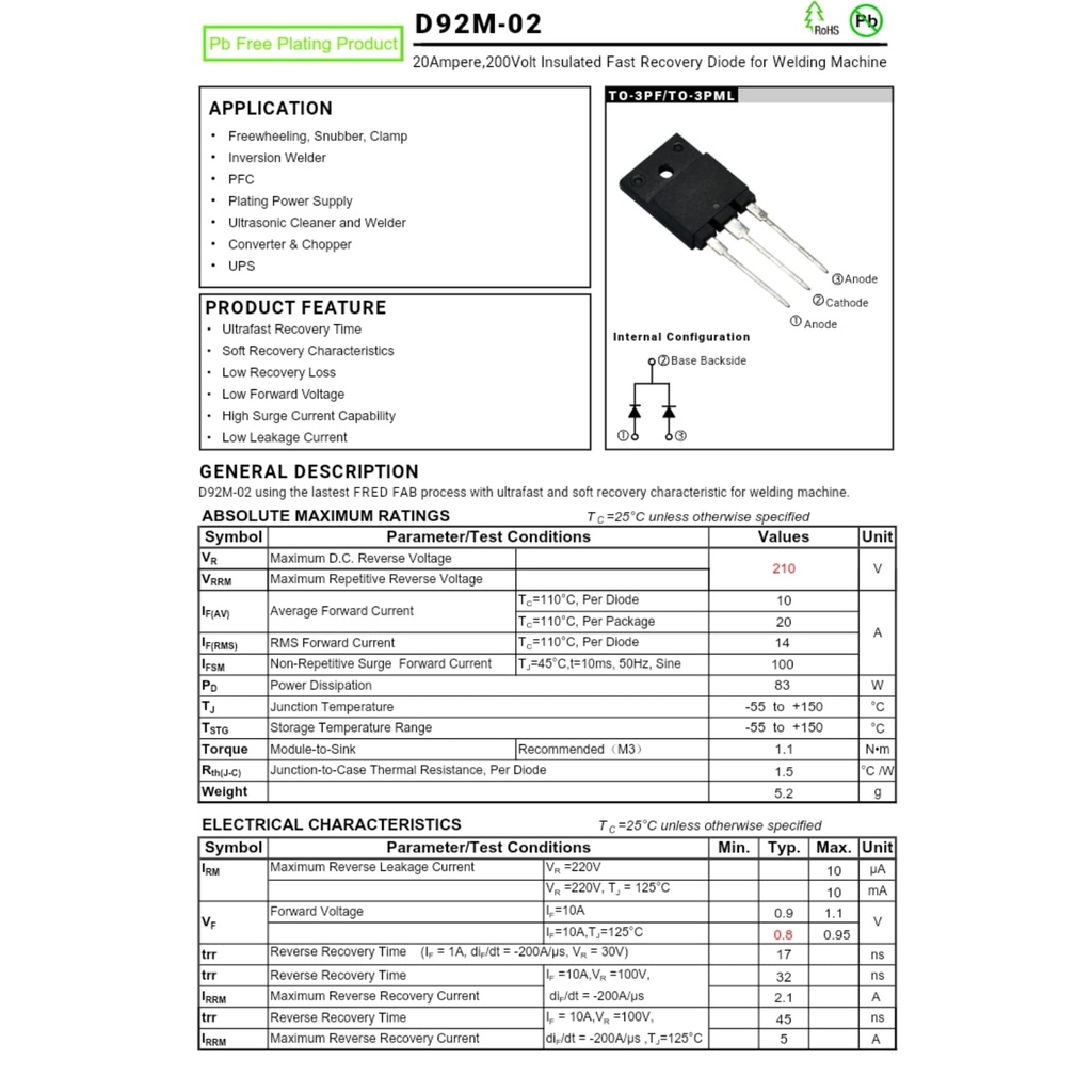 DIODA MESIN LAS D92M 02 BODY PLASTIK