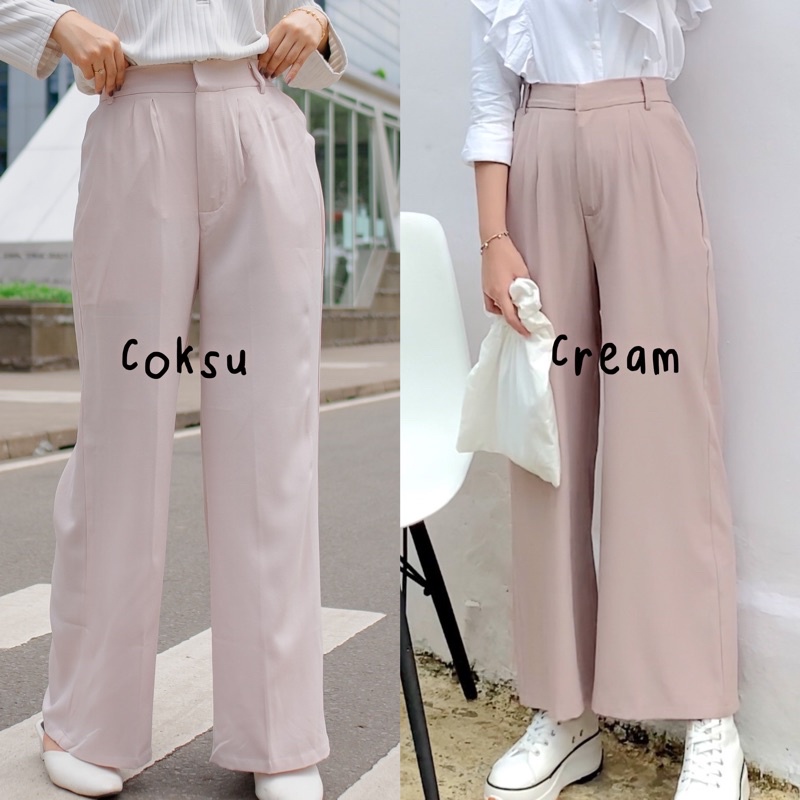 AISHA LOOSE PANTS BY VITAFA ID | FLOWY PANTS | WIDE LEG PANTS | CELANA HIGHWAIST FLOWY