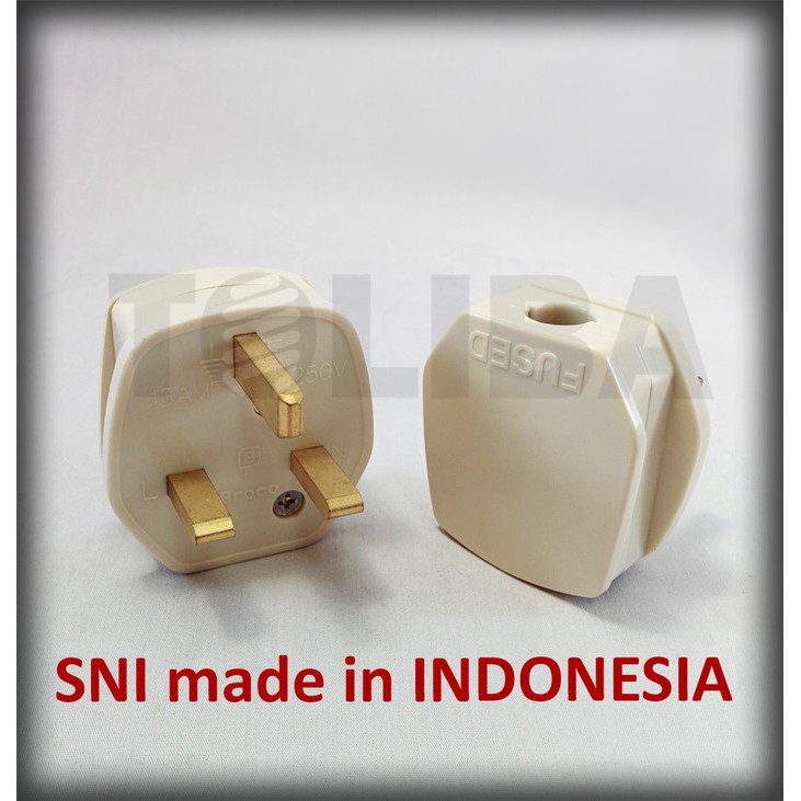 Dijual steker ac broco / colokan ac kaki 3 kuningan sni terbaik