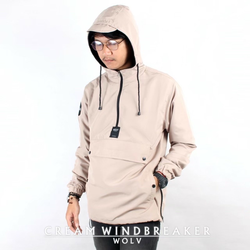 Jaket Cougle Wolv Jaket Cougle Unisex Cream Jaket Windbreakers