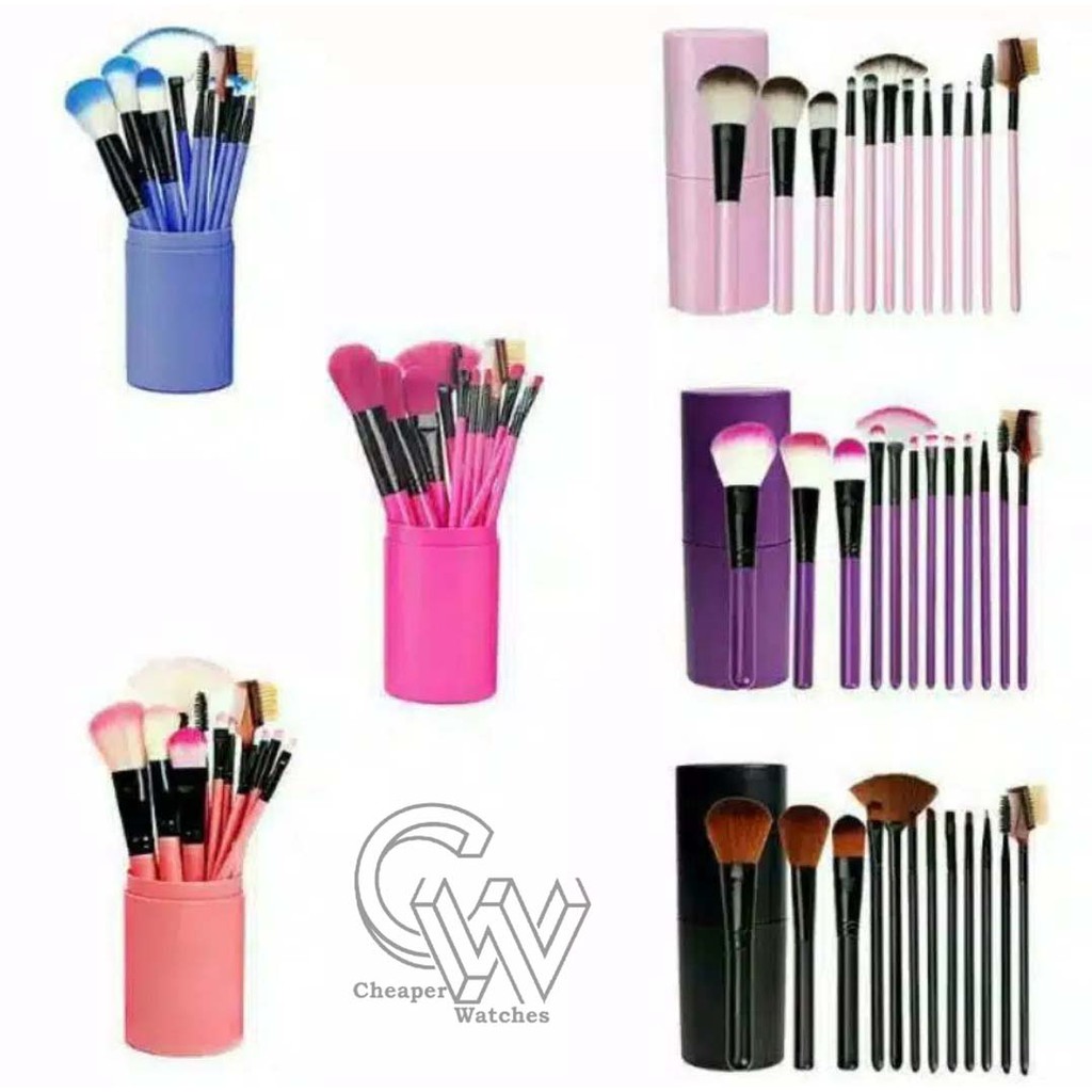 Cheaper-Kuas Make Up Tabung 12pcs Make Up Brush 12 Set In 1 Tube Import Murah