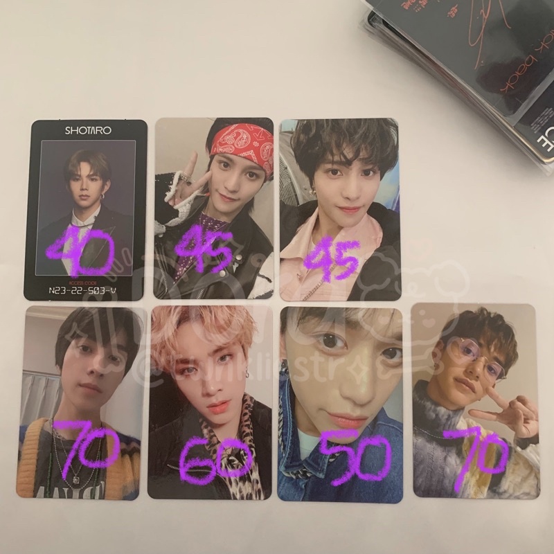 nct wayv photocard yangyang kick back, hendery totms, xiaojun kihno, lucas departure totm