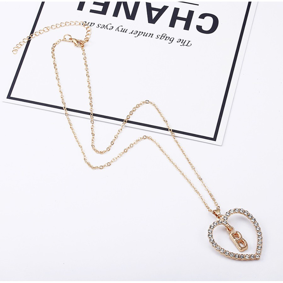 Kalung LIONTIN ALFABET Rantai 26 Huruf Korea Fashion Wanita Love Inisial Nama Abjad Alloy A - T